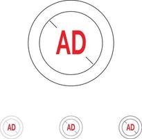 ad blockerare ad blockerare digital djärv och tunn svart linje ikon uppsättning vektor