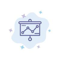 blaues Symbol des Diagrammpräsentationsdiagrammprojektors auf abstraktem Wolkenhintergrund vektor