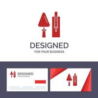 kreative visitenkarten- und logo-vorlage kelle mauerwerk bau mauerwerk werkzeug vektor illustrat