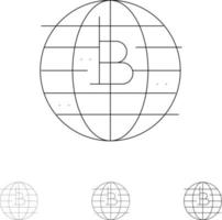 framtida pengar bitcoin blockera kedja crypto valuta decentraliserad djärv och tunn svart linje ikon uppsättning vektor