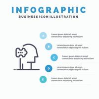 psykiatri psykologi lösning lösningar linje ikon med 5 steg presentation infographics bakgrund vektor