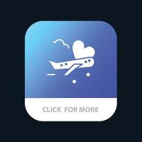 fliegen Flugzeug Flugzeug Flughafen mobile App Schaltfläche Android und iOS Glyph-Version vektor
