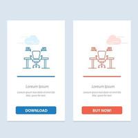 tabell företag stol dator skrivbord kontor arbetsplats blå och röd ladda ner och köpa nu webb widget ca vektor