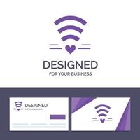 kreativ företag kort och logotyp mall wiFi kärlek bröllop hjärta vektor illustration