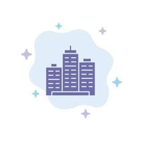 Gebäudearchitektur Geschäftshaus Büroimmobilie echtes blaues Symbol auf abstraktem Wolkenhintergrund vektor