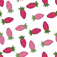 hand gezeichnete erdbeeren wallpaper.doodle erdbeere nahtloses muster. Früchte Hintergrund. vektor