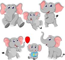 de samling av de elefant och bebis elefant vektor