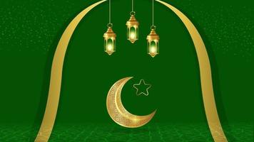 islamic arabicum lyx bakgrund med hängande lyktor och måne vektor