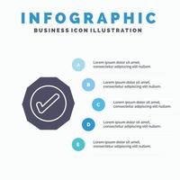 Logistik ok Erfolg Häkchen festes Symbol Infografiken 5 Schritte Präsentationshintergrund vektor