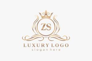 Initial zs Letter Royal Luxury Logo Vorlage in Vektorgrafiken für Restaurant, Lizenzgebühren, Boutique, Café, Hotel, heraldisch, Schmuck, Mode und andere Vektorillustrationen. vektor