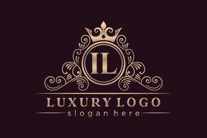 il anfangsbuchstabe gold kalligraphisch feminin floral handgezeichnet heraldisches monogramm antik vintage stil luxus logo design premium vektor