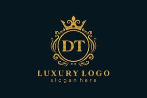 första dt brev kunglig lyx logotyp mall i vektor konst för restaurang, kungligheter, boutique, Kafé, hotell, heraldisk, Smycken, mode och Övrig vektor illustration.