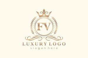 Royal Luxury Logo-Vorlage mit anfänglichem fv-Buchstaben in Vektorgrafiken für Restaurant, Lizenzgebühren, Boutique, Café, Hotel, Heraldik, Schmuck, Mode und andere Vektorillustrationen. vektor