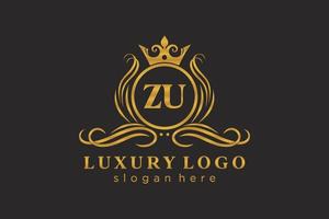första zu brev kunglig lyx logotyp mall i vektor konst för restaurang, kungligheter, boutique, Kafé, hotell, heraldisk, Smycken, mode och Övrig vektor illustration.