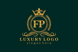 Royal Luxury Logo-Vorlage mit anfänglichem fp-Buchstaben in Vektorgrafiken für Restaurant, Lizenzgebühren, Boutique, Café, Hotel, Heraldik, Schmuck, Mode und andere Vektorillustrationen. vektor