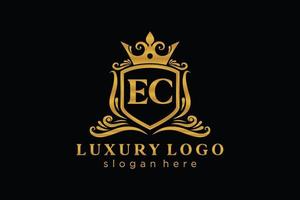 första ec brev kunglig lyx logotyp mall i vektor konst för restaurang, kungligheter, boutique, Kafé, hotell, heraldisk, Smycken, mode och Övrig vektor illustration.