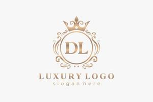 Royal Luxury Logo-Vorlage mit anfänglichem dl-Buchstaben in Vektorgrafiken für Restaurant, Lizenzgebühren, Boutique, Café, Hotel, Heraldik, Schmuck, Mode und andere Vektorillustrationen. vektor