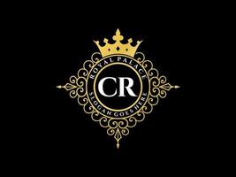 brev cr antik kunglig lyx victorian logotyp med dekorativ ram. vektor