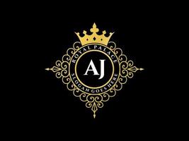 brev aj antik kunglig lyx victorian logotyp med dekorativ ram. vektor