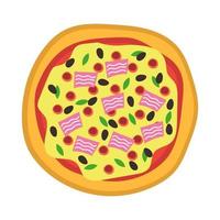 pizza topp se ikoner. italiensk mat med tomat och ost isolerat på vit bakgrund. utsökt meny för en restaurang med ost , svamp och kött Ingredienser. runda mat vektor illustration