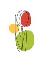 abstraktes dekoratives hintergrundplakat mit tulpenblume und geometrischen formen. Poster für Druck, Cover, Tapete, minimale und natürliche Wandkunst im Boho-Stil. vektor