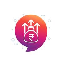 rikedom tillväxt ikon med rupee vektor
