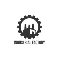 industriell fabrik byggnad platt logotyp design vektor