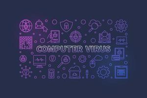 Computervirus-Vektorkonzeptlinie horizontale Illustration vektor