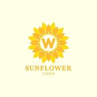 Buchstabe w Sonnenblume warmes und charmantes Vektor-Logo-Design vektor