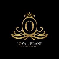 brev o kunglig vapen vektor logotyp design för årgång varumärke och skönhet vård första