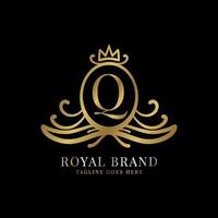 Buchstabe q Royal Crest Vektor-Logo-Design für Vintage-Marke und Beauty-Care-Initiale vektor