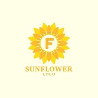 Buchstabe f Sonnenblume warmes und charmantes Vektor-Logo-Design vektor