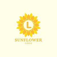 Buchstabe l Sonnenblume warmes und charmantes Vektor-Logo-Design vektor