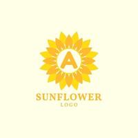 Schreiben Sie eine Sonnenblume warmes und charmantes Vektor-Logo-Design vektor