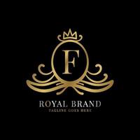 Buchstabe f Royal Crest Vektor-Logo-Design für Vintage-Marke und Beauty-Care-Initiale vektor
