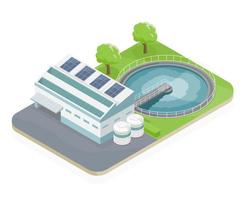 Öko-Fabrik-Anlagen-Abwasserbehandlung kleine Abschnittsökologie für isometrischen Vektor des sauberen Wassers