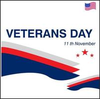 hintergrund veteranentag. happy veterans day schriftzug mit usa-flaggenillustration. 11. november urlaub hintergrund. feierplakat mit sternenbanner. Grußkarte im Vektor. vektor