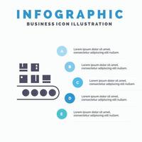 Business Line Management Produktproduktion solides Symbol Infografiken 5 Schritte Präsentationshintergrund vektor