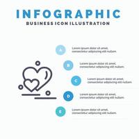 Herz Liebespaar Valentinsgrüße Liniensymbol mit 5 Schritten Präsentation Infografiken Hintergrund vektor