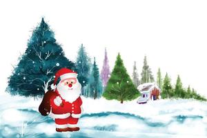winterlandschaft mit fallendem weihnachtsschnee und baumfeiertagskartenhintergrund vektor