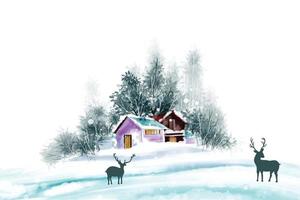 hand målad vattenfärg teckning för jul och Lycklig ny år säsong bakgrund vektor