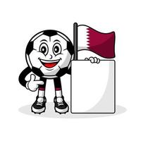 maskot tecknad serie fotboll qatar flagga med baner vektor