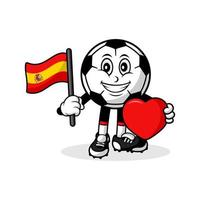 maskottchen cartoon fußball liebe spanien flaggenentwurf vektor