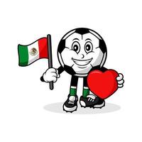 maskot tecknad serie fotboll kärlek mexico flagga design vektor