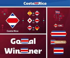 costa rica nationell team design media utrustning grafisk samling. 2022 värld fotboll eller fotboll mästerskap design element vektor uppsättning. banderoller, affischer, social media utrustning, mallar, tavlan