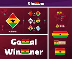 ghana nationell team design media utrustning grafisk samling. 2022 värld fotboll eller fotboll mästerskap design element vektor uppsättning. banderoller, affischer, social media utrustning, mallar, tavlan