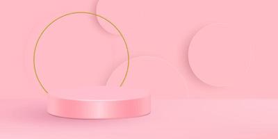 3D-Standvektorillustration. geometrische form rosa creme szene minimale 3d-vektorillustration. vektor