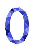Neonblau Nummer 0 Polygon-Stil isoliert auf weißem Hintergrund. Lernnummern, Seriennummer, Preis, Ort vektor