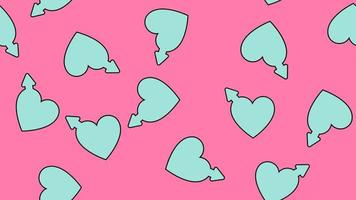 textur sömlös mönster av platt ikoner av hjärtan och symboler av män, kärlek objekt för de Semester av kärlek hjärtans dag februari 14 eller Mars 8 på en rosa bakgrund. vektor illustration