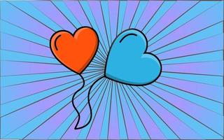 enkel platt stil ikon av skön två ballonger i de form av hjärtan för de fest av kärlek på hjärtans dag eller Mars 8:a. vektor illustration